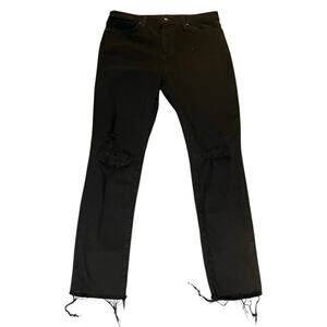 Joe's Jeans Women's 31 High Rise‎ Skinny Ankle Black Distressed Raw Hem Denim